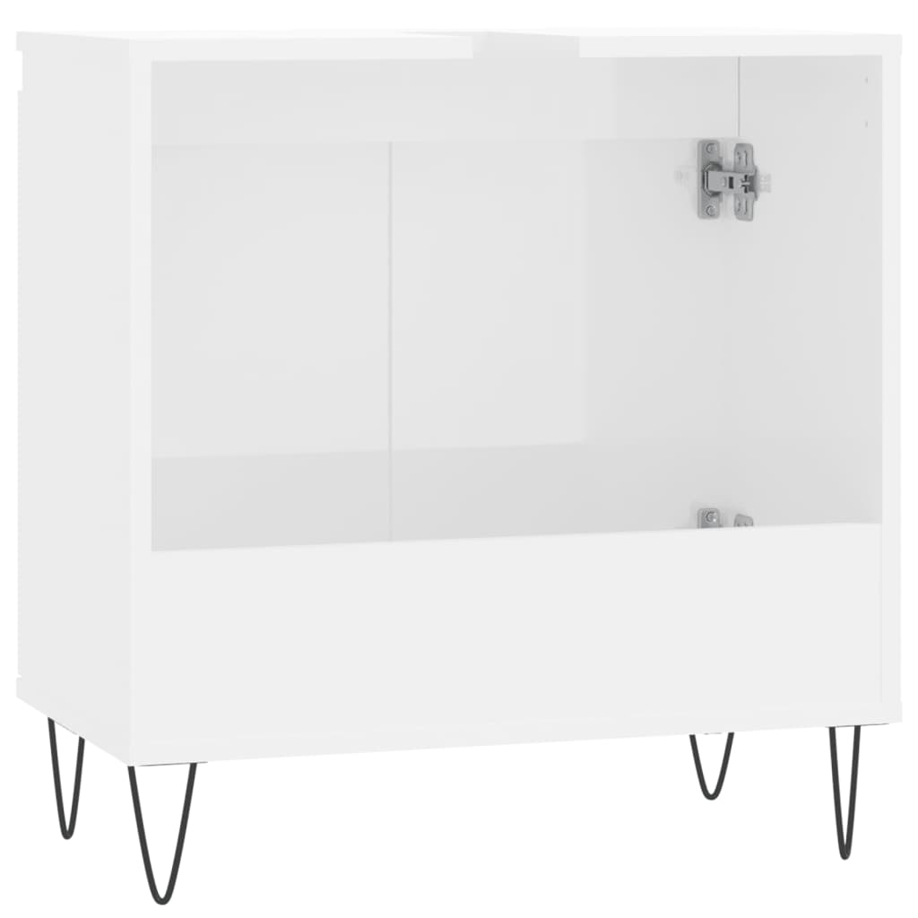 Badschrank Hochglanz-Weiß 58x33x60 cm Holzwerkstoff