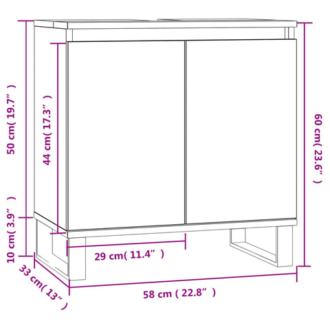 Badschrank Betongrau 58 x 33 x 60 cm Holzwerkstoff