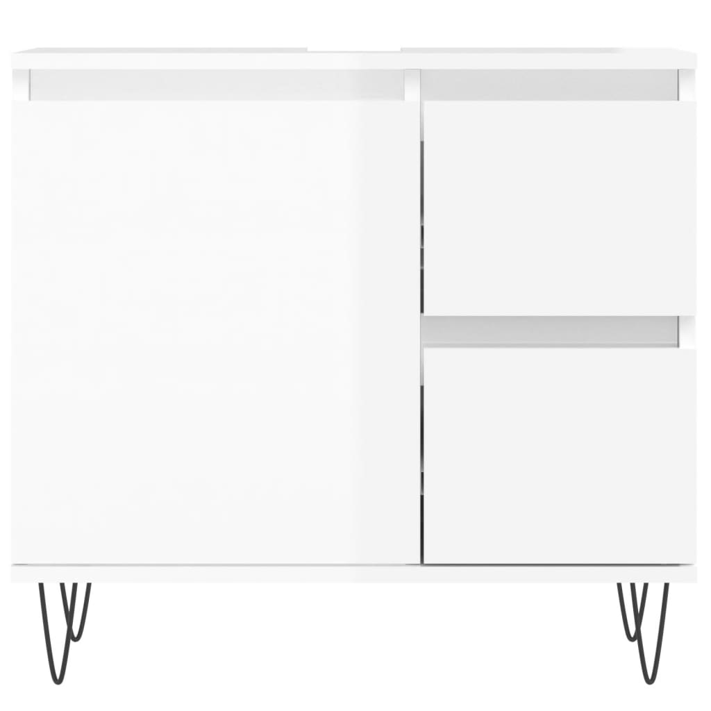 Badschrank Hochglanz-Weiß 65x33x60 cm Holzwerkstoff