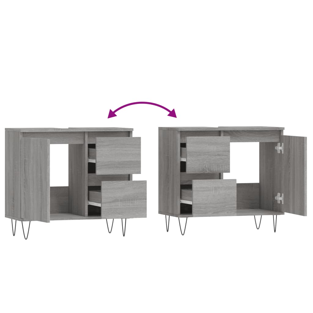 Badschrank Grau Sonoma 65x33x60 cm Holzwerkstoff