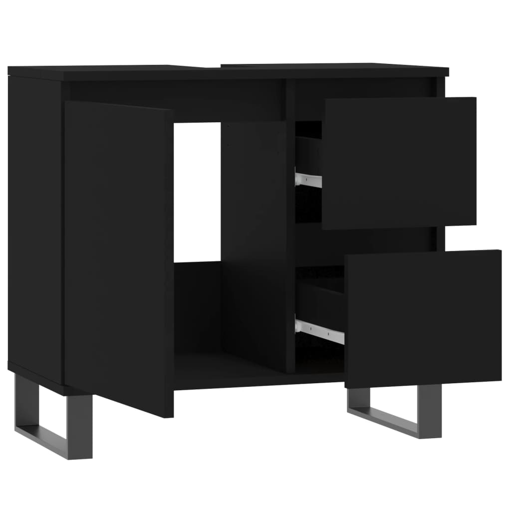 Badschrank Schwarz 65x33x60 cm Holzwerkstoff