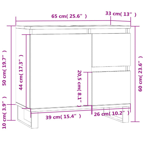 Badschrank Betongrau 65x33x60 cm Holzwerkstoff