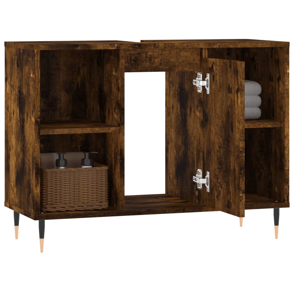 Badschrank Räuchereiche 80x33x60 cm Holzwerkstoff