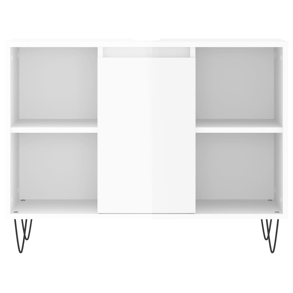 Badschrank Hochglanz-Weiß 80x33x60 cm Holzwerkstoff