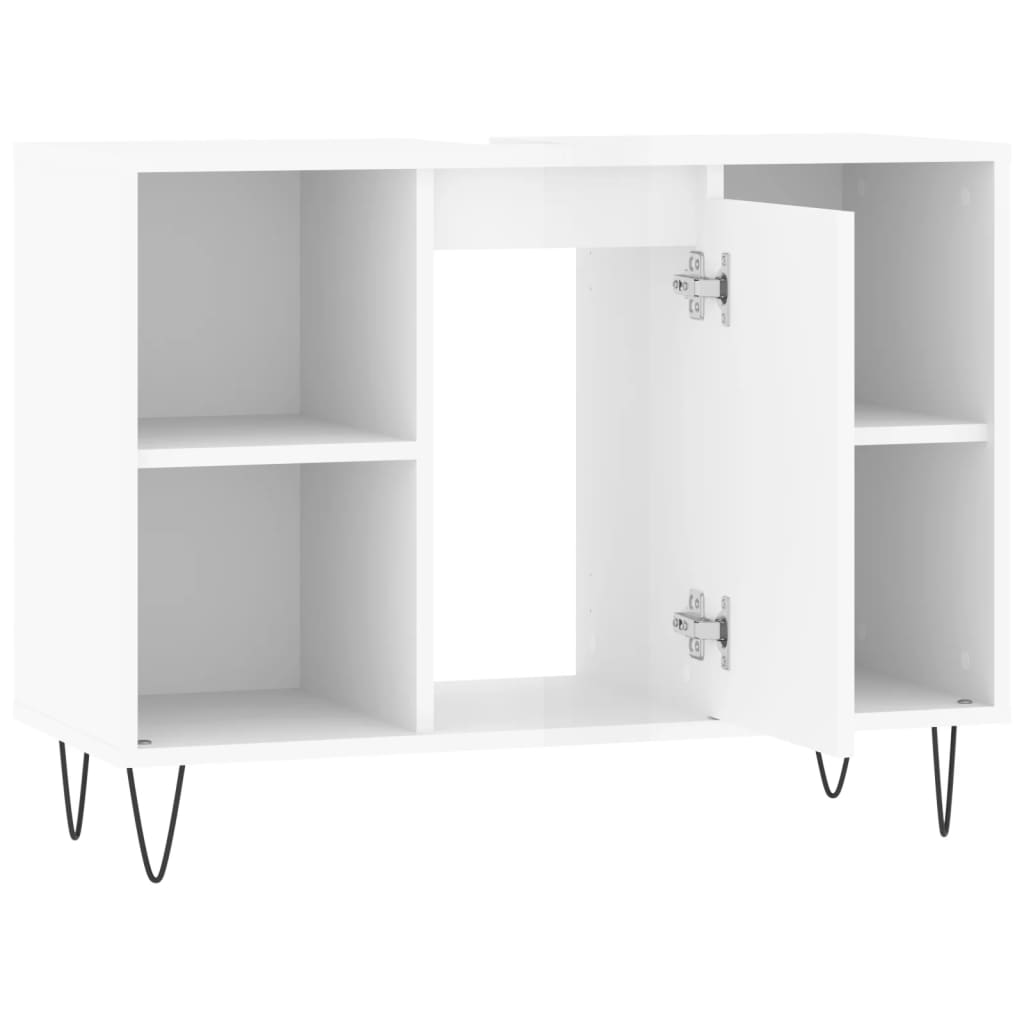 Badschrank Hochglanz-Weiß 80x33x60 cm Holzwerkstoff