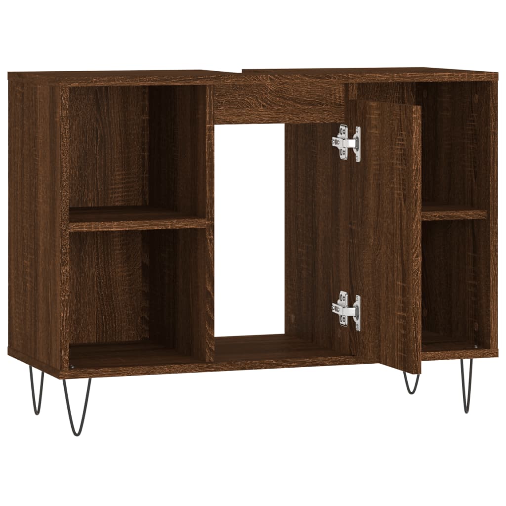 Badschrank Braun Eichen-Optik 80x33x60 cm Holzwerkstoff