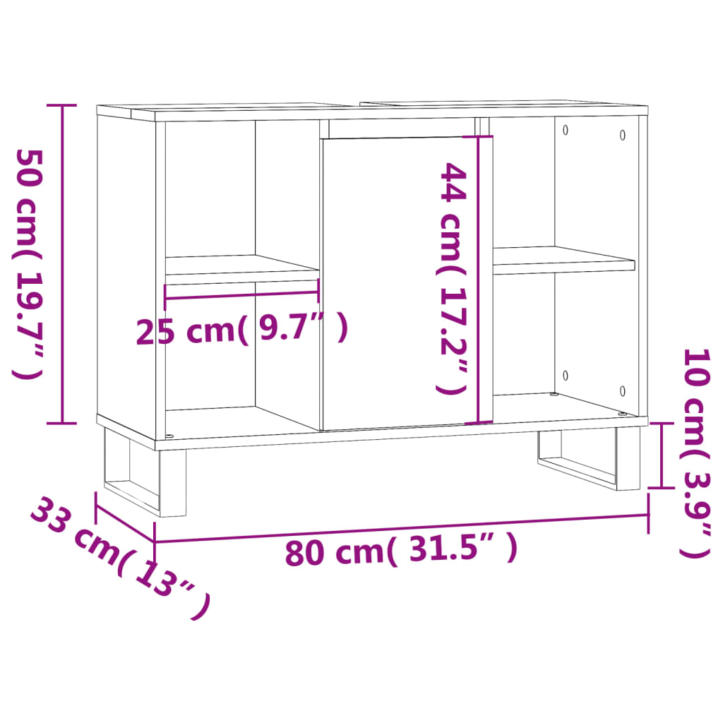 Badschrank Hochglanz-Weiß 80x33x60 cm Holzwerkstoff