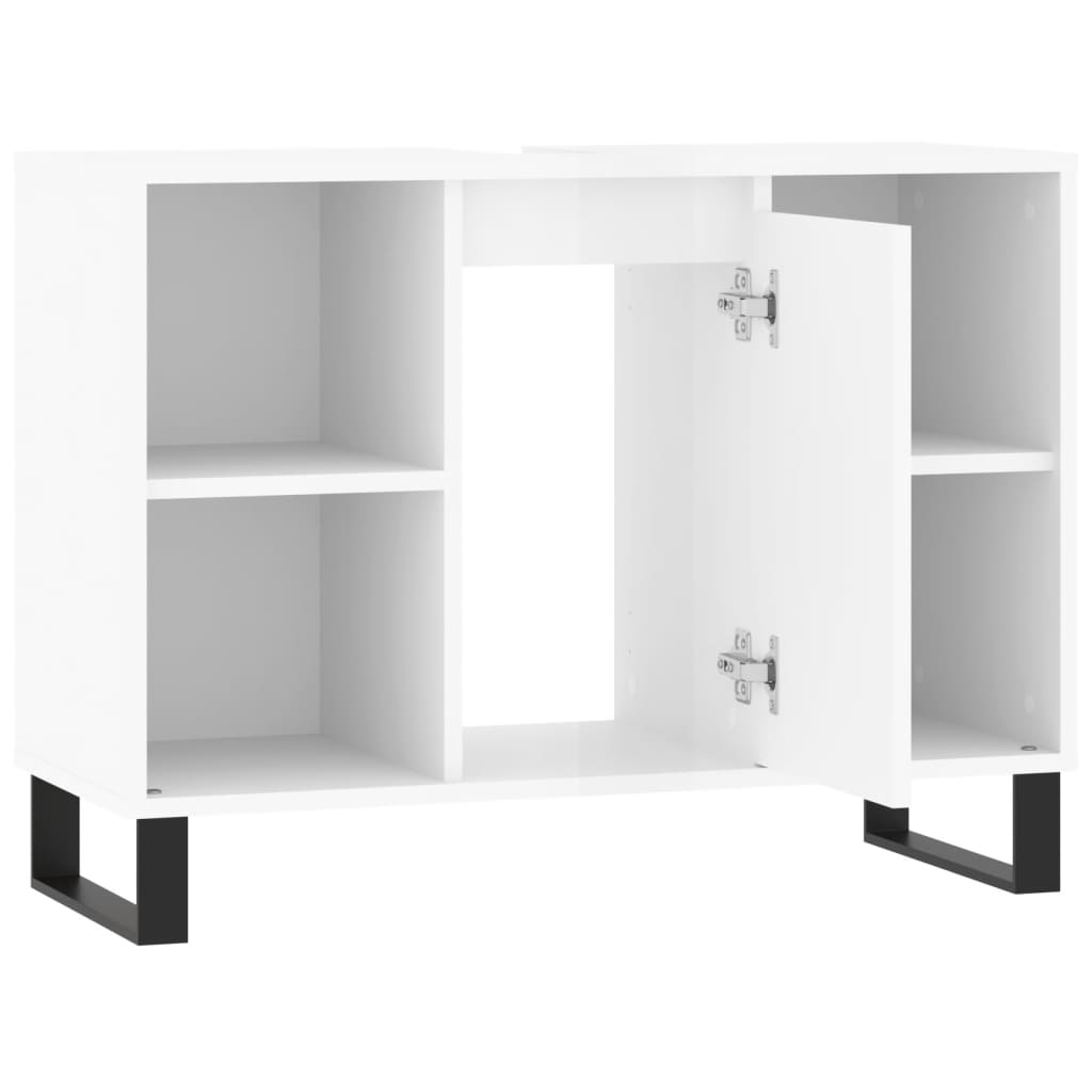 Badschrank Hochglanz-Weiß 80x33x60 cm Holzwerkstoff