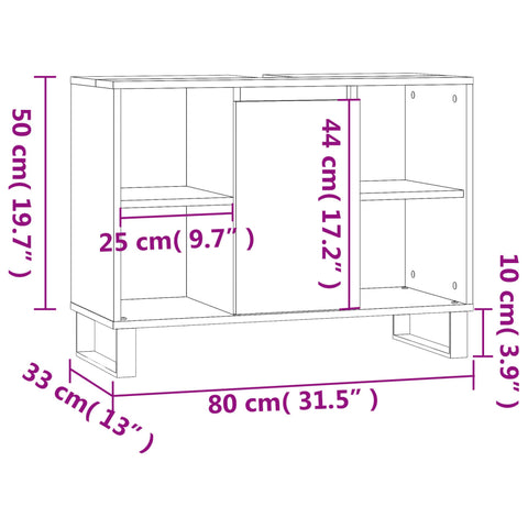 Badschrank Betongrau 80x33x60 cm Holzwerkstoff