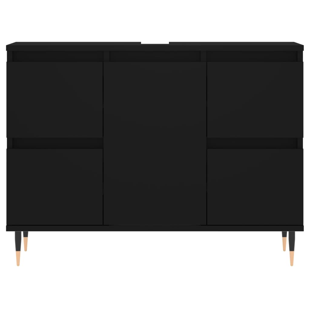 Badschrank Schwarz 80x33x60 cm Holzwerkstoff