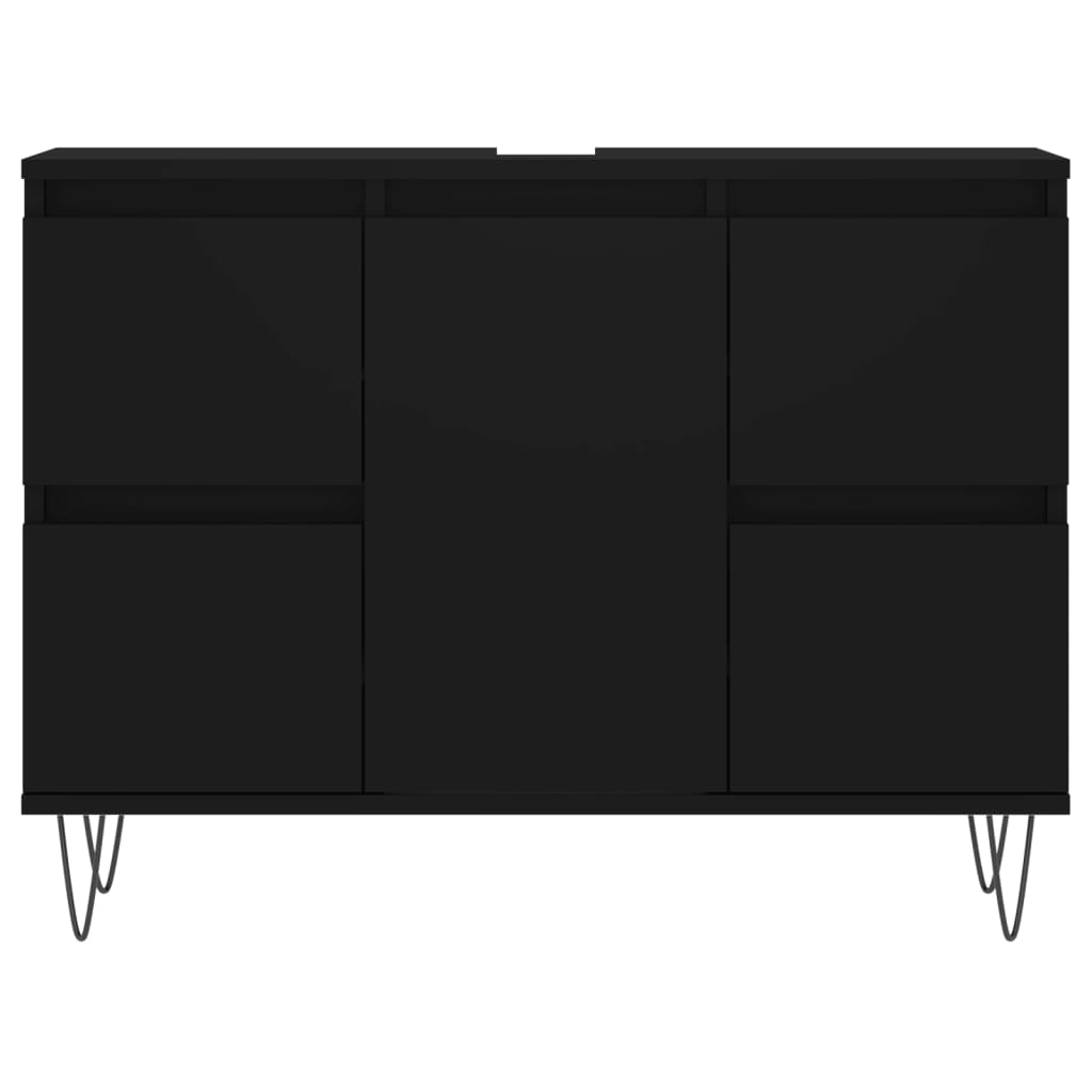 Badschrank Schwarz 80x33x60 cm Holzwerkstoff