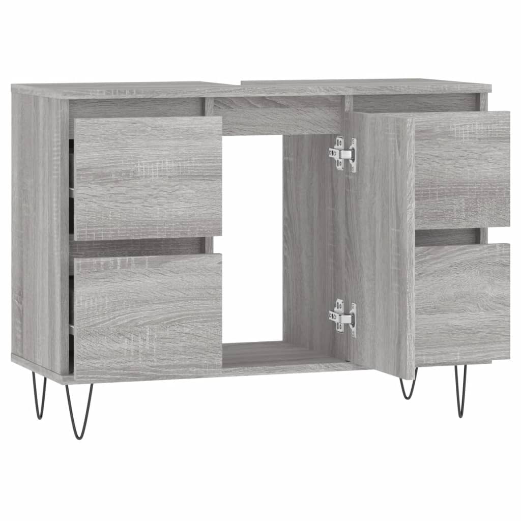 Badschrank Grau Sonoma 80x33x60 cm Holzwerkstoff