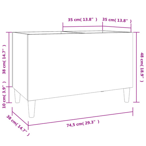 Plattenschrank Weiß 74,5x38x48 cm Holzwerkstoff