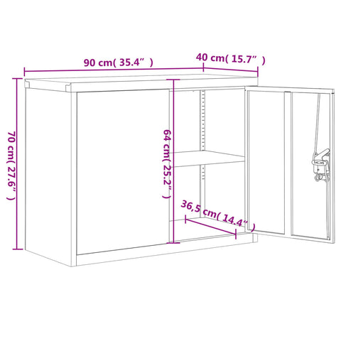 Aktenschrank Hellgrau und Blau 90x40x70 cm Stahl