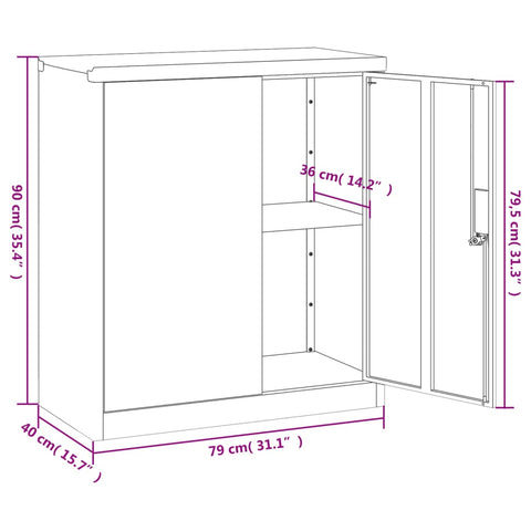 Aktenschrank Hellgrau 79x40x90 cm Stahl