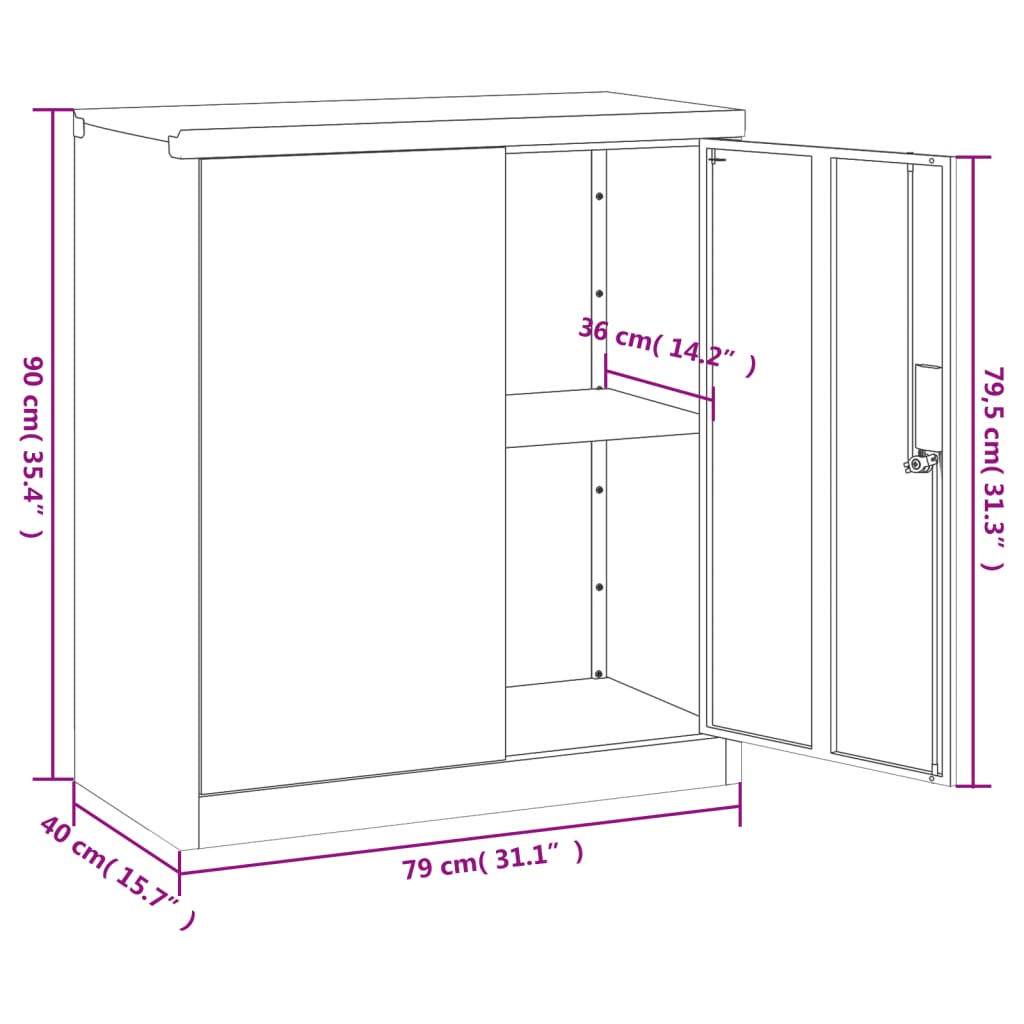 Aktenschrank Schwarz 79x40x90 cm Stahl