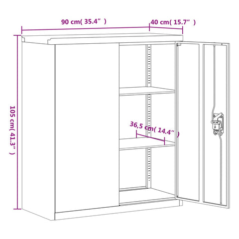 Aktenschrank Anthrazit 90x40x105 cm Stahl