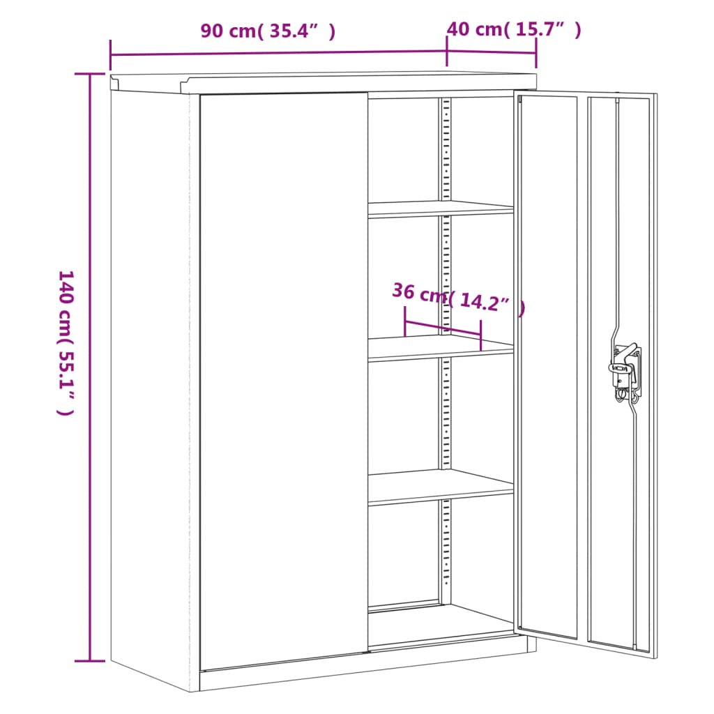 Aktenschrank Anthrazit und Rot 90x40x140 cm Stahl