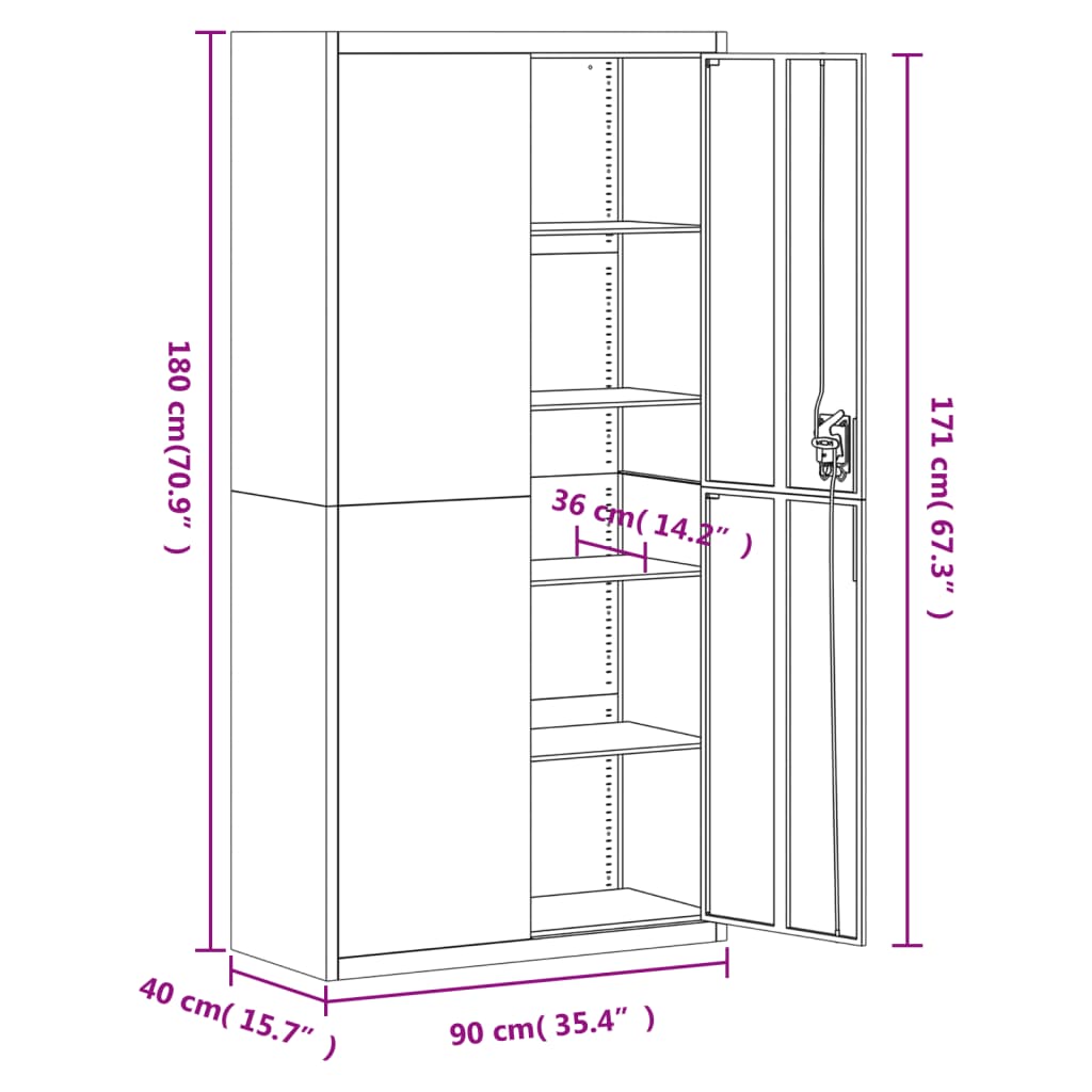 Aktenschrank Anthrazit 90x40x180 cm Stahl