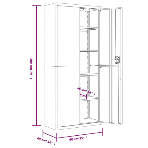 Aktenschrank Hellgrau 90x40x200 cm Stahl