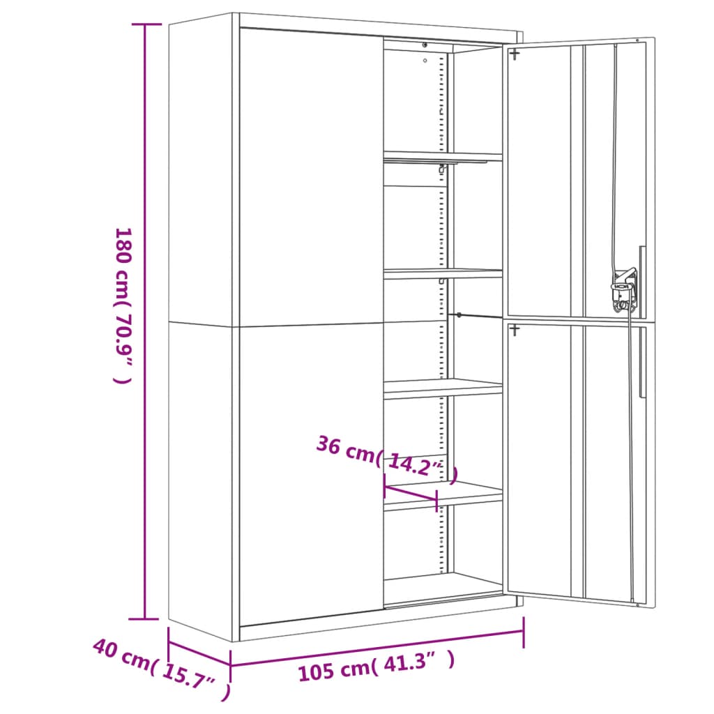 Aktenschrank Weiß 105x40x180 cm Stahl