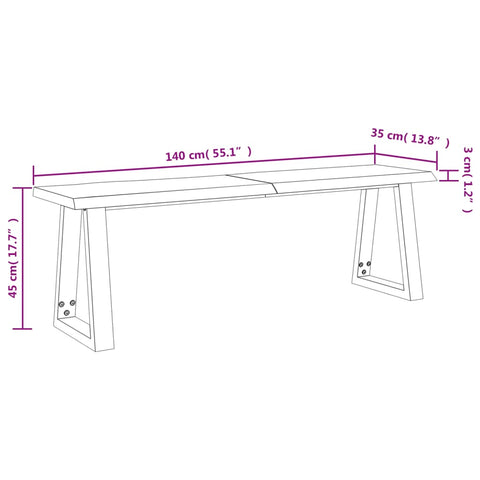 Bank Baumkante 140 cm Massivholz Akazie