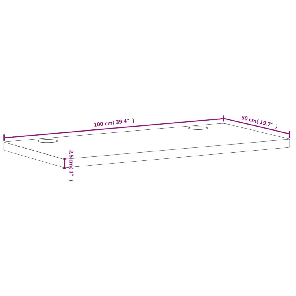 Schreibtischplatte 100x50x2,5 cm Massivholz Buche