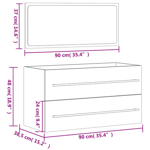 Badschrank mit Spiegel Sonoma-Eiche Holzwerkstoff