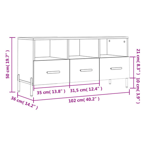 TV-Schrank Hochglanz-Weiß 102x36x50 cm Holzwerkstoff