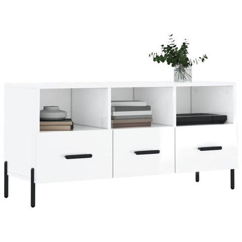 TV-Schrank Hochglanz-Weiß 102x36x50 cm Holzwerkstoff