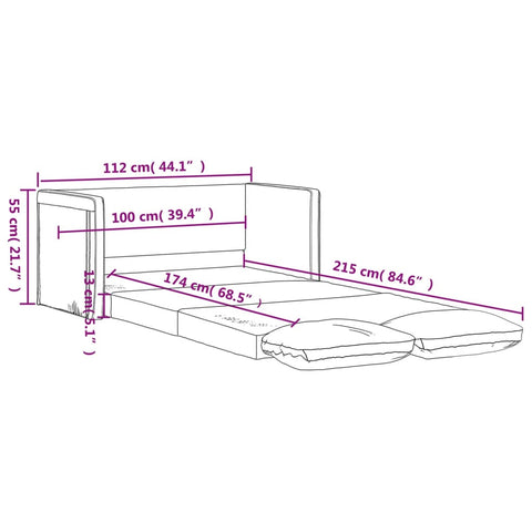 Bodensofa mit Schlaffunktion Schwarz 112x174x55 cm Stoff