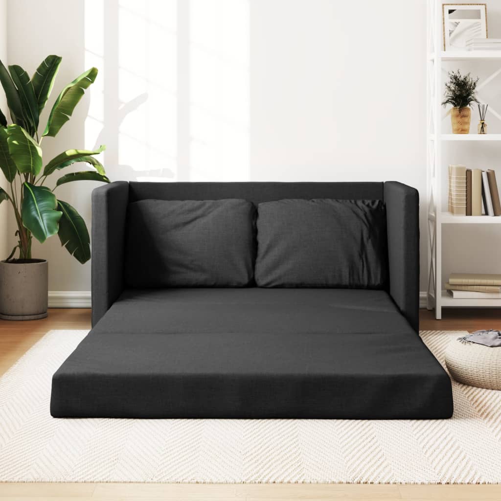 Bodensofa mit Schlaffunktion Schwarz 112x174x55 cm Stoff