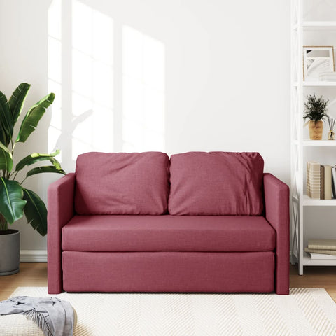 Bodensofa mit Schlaffunktion Weinrot 112x174x55 cm Stoff