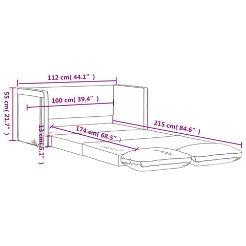 Bodensofa mit Schlaffunktion Weinrot 112x174x55 cm Stoff