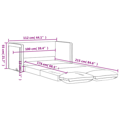 Bodensofa mit Schlaffunktion Schwarz 112x174x55 cm Kunstleder