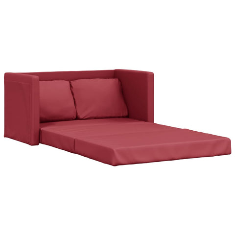 Bodensofa mit Schlaffunktion Weinrot 112x174x55 cm Kunstleder