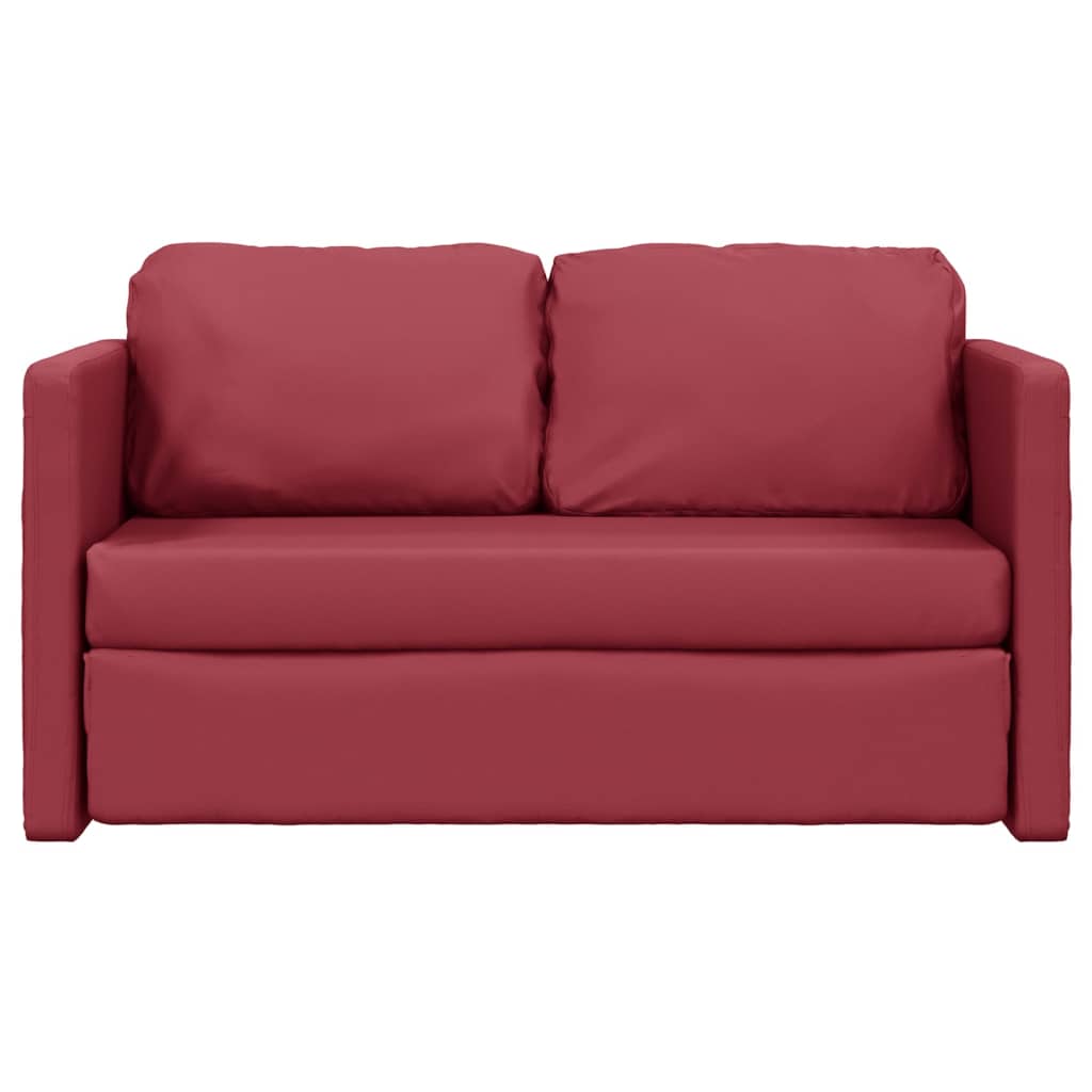 Bodensofa mit Schlaffunktion Weinrot 112x174x55 cm Kunstleder