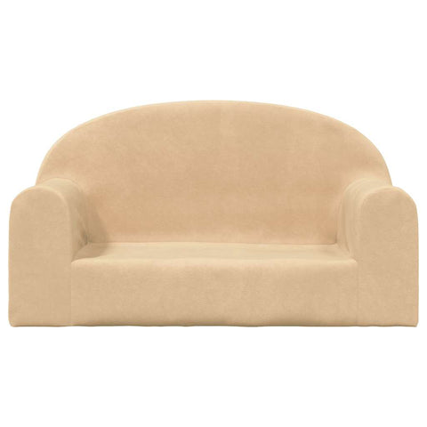 Kindersofa 2-Sitzer Creme Weicher Plüsch