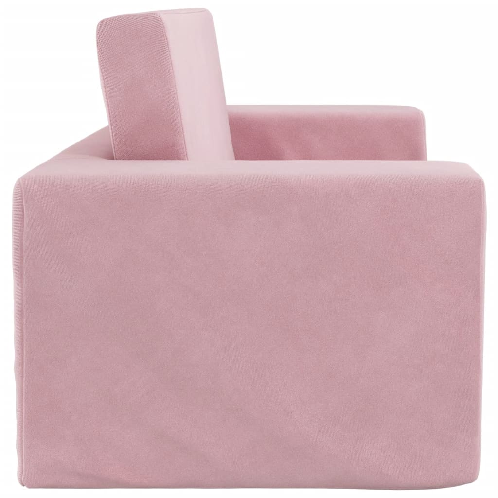 Kinder-Schlafsofa 2-Sitzer Rosa Weicher Plüsch