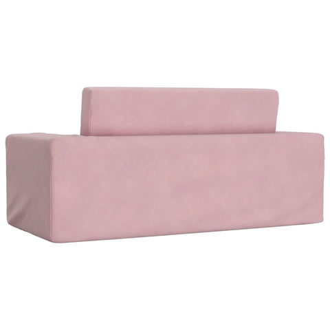 Kinder-Schlafsofa 2-Sitzer Rosa Weicher Plüsch