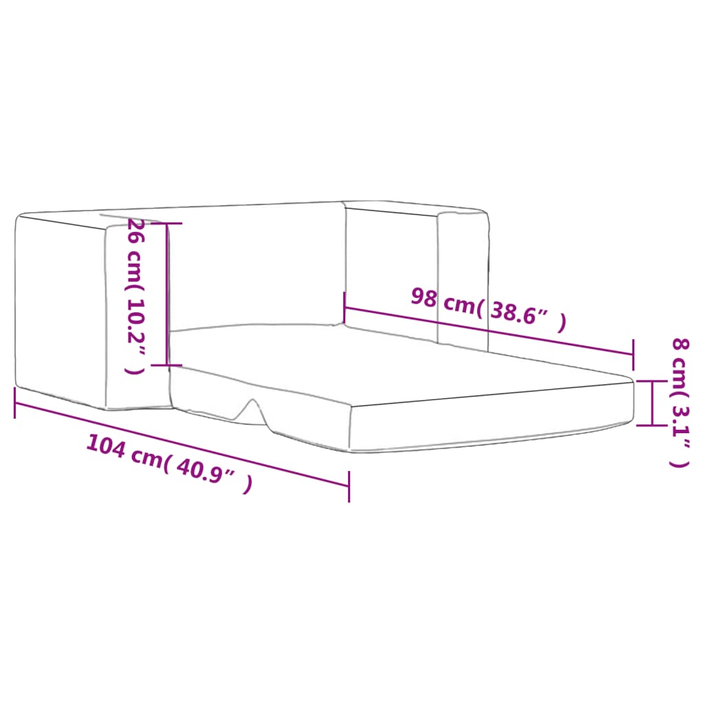 Kinder-Schlafsofa 2-Sitzer Weicher Plüsch versch. Farben und Formen