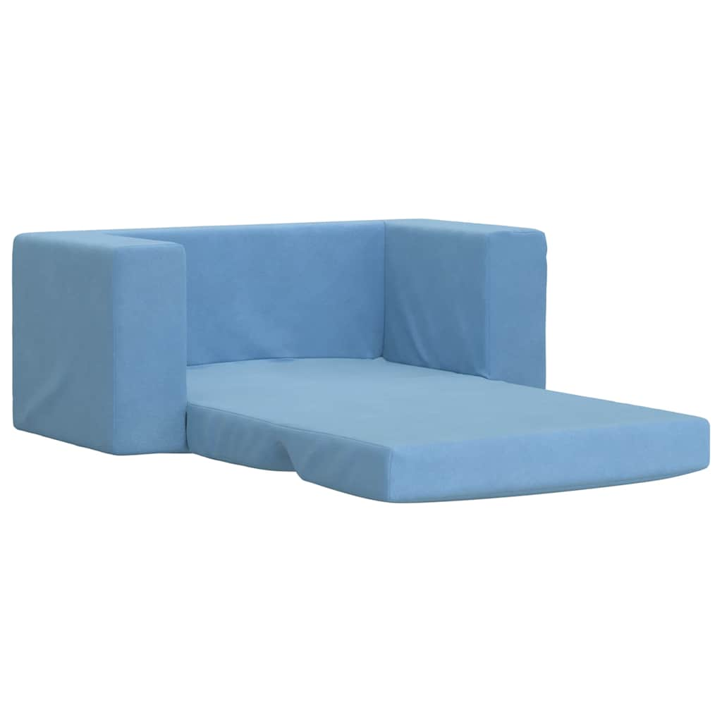 Kinder-Schlafsofa 2-Sitzer Blau Weicher Plüsch