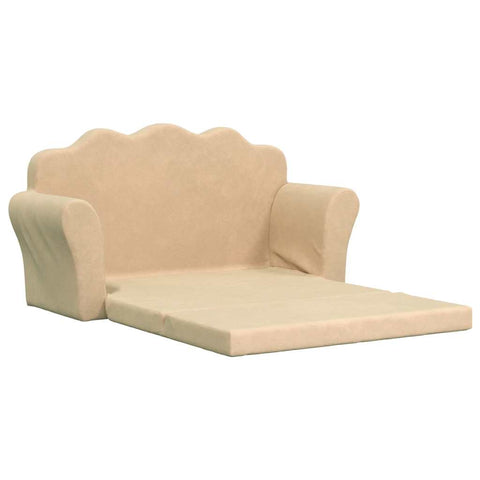 Kinder-Schlafsofa 2-Sitzer Creme Weicher Plüsch