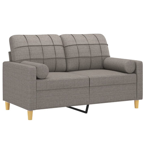 2-Sitzer-Sofa mit Zierkissen Taupe 120 cm Stoff