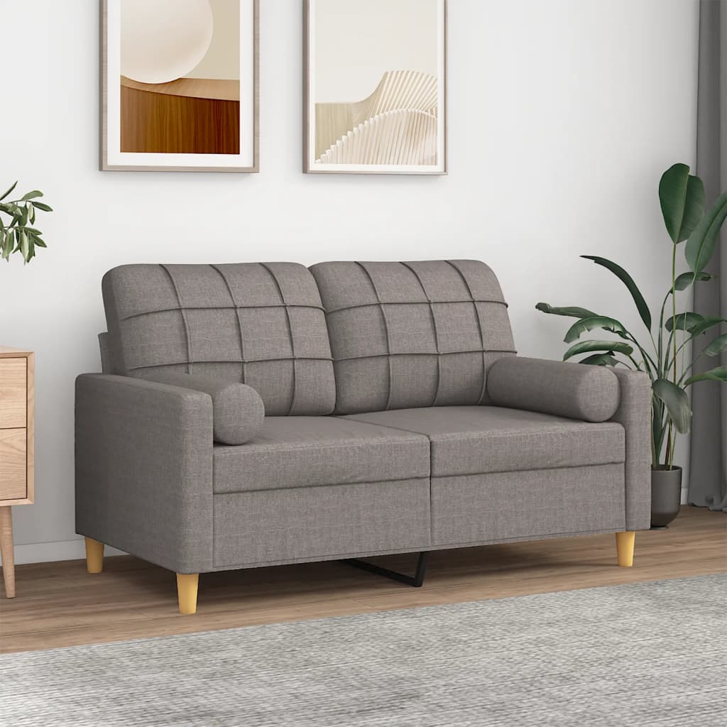 2-Sitzer-Sofa mit Zierkissen Taupe 120 cm Stoff