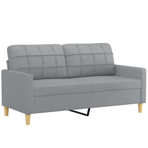 2-Sitzer-Sofa mit Zierkissen Hellgrau 140 cm Stoff