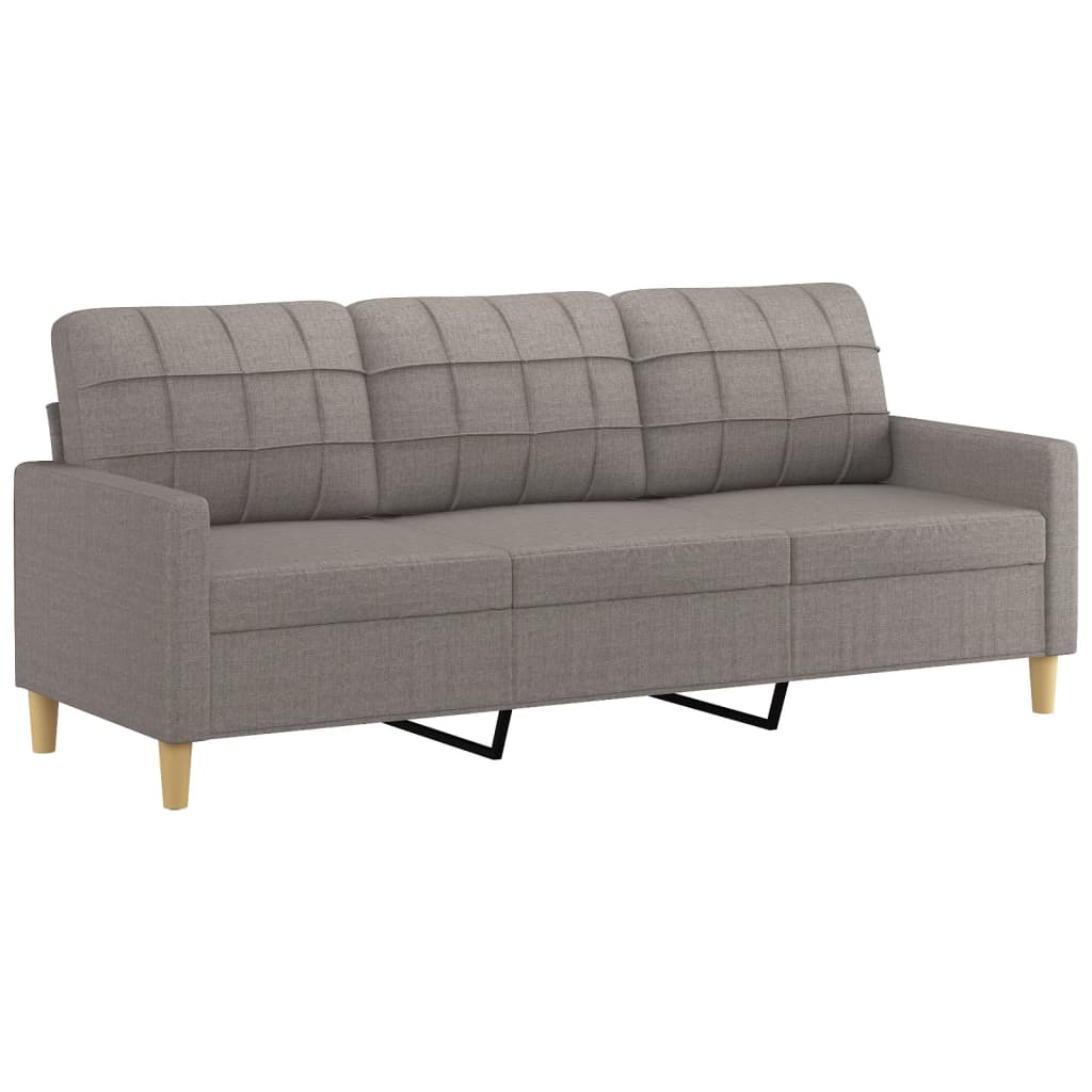 3-Sitzer-Sofa mit Zierkissen Taupe 180 cm Stoff