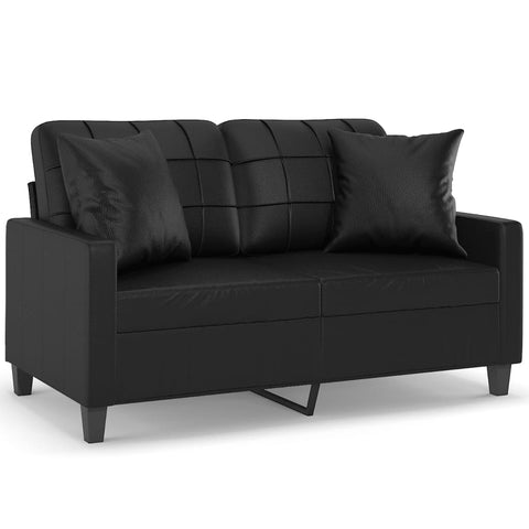 2-Sitzer-Sofa mit Zierkissen Schwarz 120 cm Kunstleder