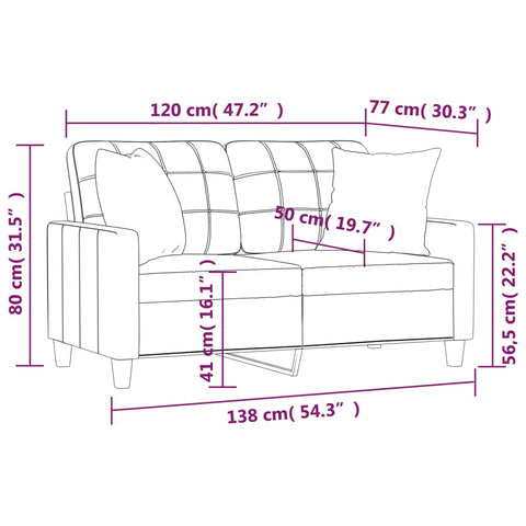 2-Sitzer-Sofa mit Zierkissen Weinrot 120 cm Kunstleder