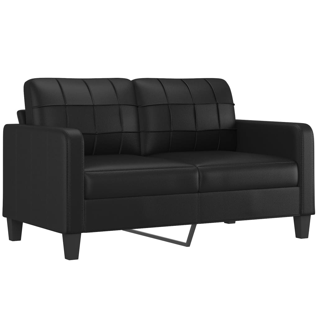 2-Sitzer-Sofa mit Zierkissen Schwarz 140 cm Kunstleder